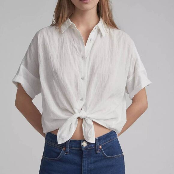rag & bone Tops - Rag & Bone Tie Shirt Light Heather Grey Linen Button Down Top